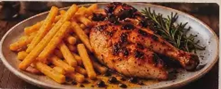 نیم مرغ گریل با سیب زمینی